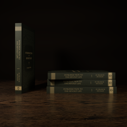 Introduction to the Devout Life — paperback mockup, spine and stacked books