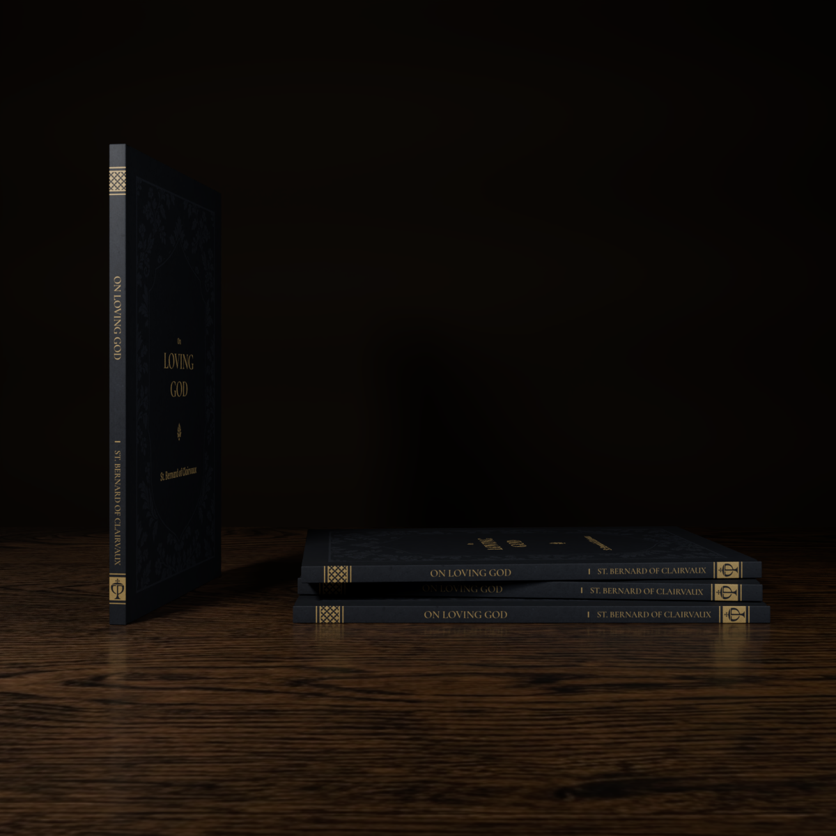 On Loving God — hardcover mockup, spine and stacked books