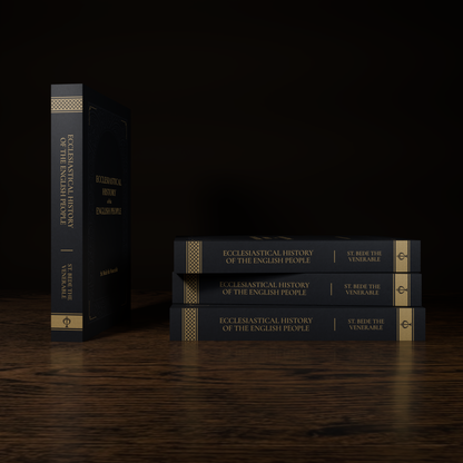 Ecclesiastical History of the English People — paperback mockup, spine and stacked books