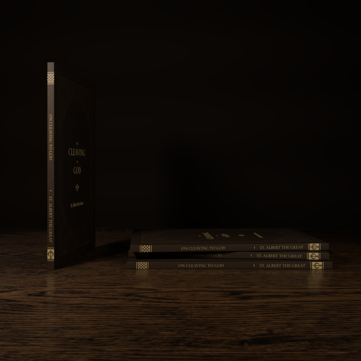 On Cleaving to God — hardcover mockup, spine and stacked books