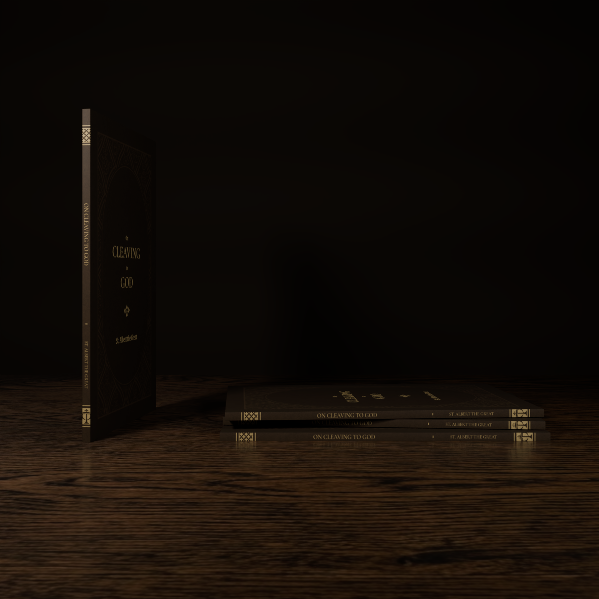 On Cleaving to God — paperback mockup, spine and stacked books
