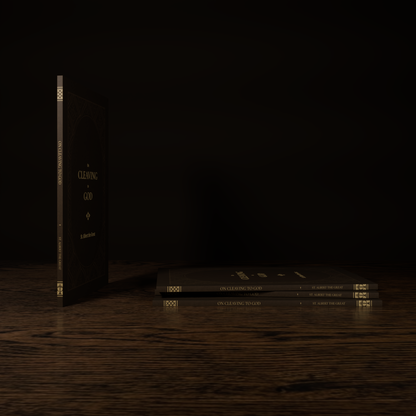 On Cleaving to God — paperback mockup, spine and stacked books